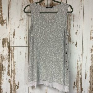 Doe & Rae Tank Top, Grey Knit, Cool Buttons on the side. Size Medium.